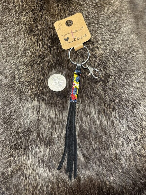 Peyote Stitched Keychain - Medicine Wheel and Blue